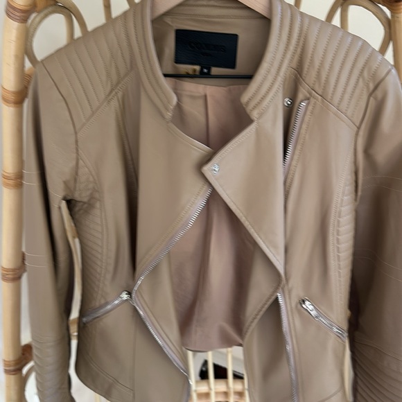 Tan faux leather motorcycle style jacket - Picture 6 of 6